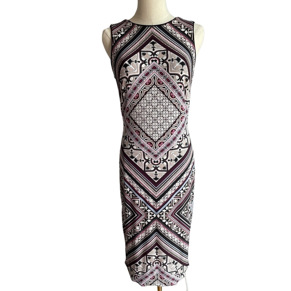 WHBM Paisley Sheath Dress Sz S Sleeveless Fitted Below Knee Event Party Office